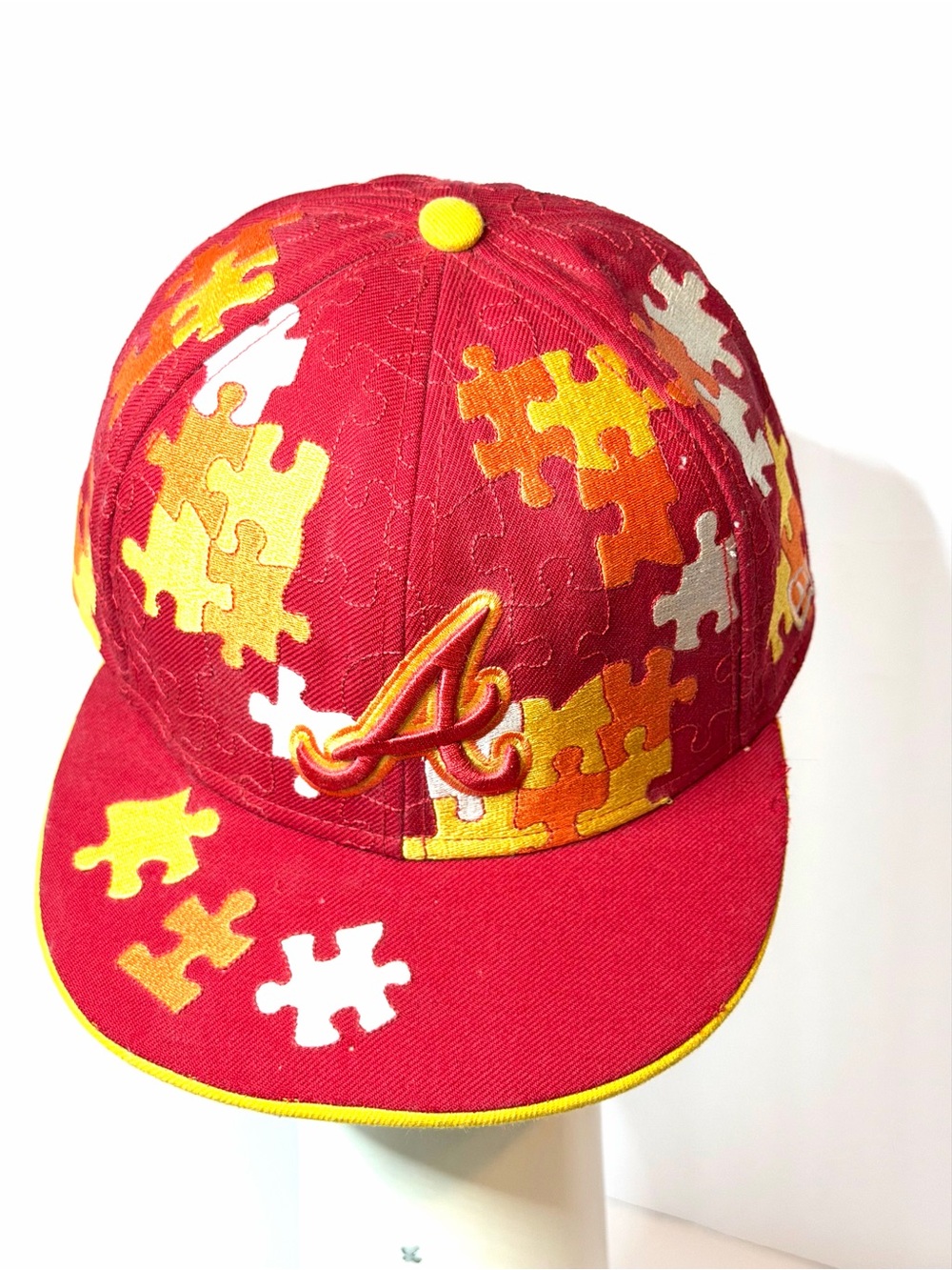 Atlanta Braves Red Puzzle Piece Men’s Hat Size 7 1/4